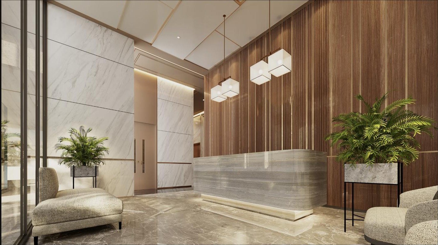 Hall de acceso de un edificio residencial